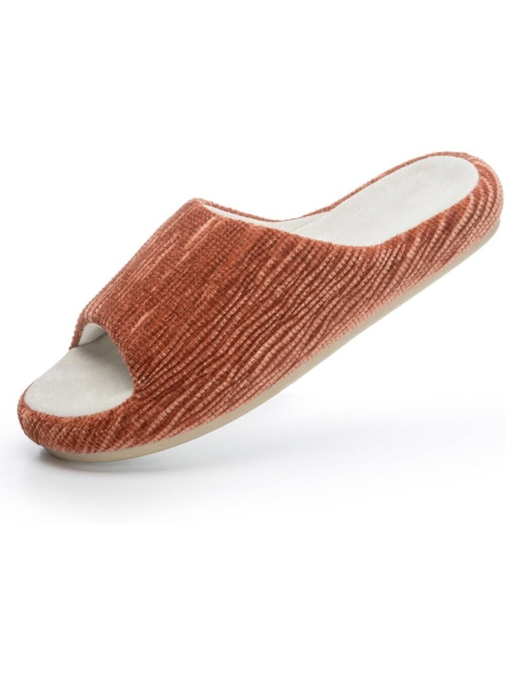 Womens Orange Pull-On Classic Memory Foam House Cozy Open Toe Soft Slipper Shoes
